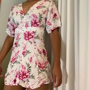 Pink and White Floral Forever 21 Dress